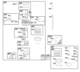 Carburetor Group Diagram and Parts List for 49T877-0014-B5 400000 - 699999 Briggs and Stratton Engine
